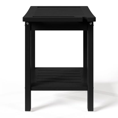 Sage HDPE Poly Plastic Waterproof Bathroom Shower Bench, Black - color: Black