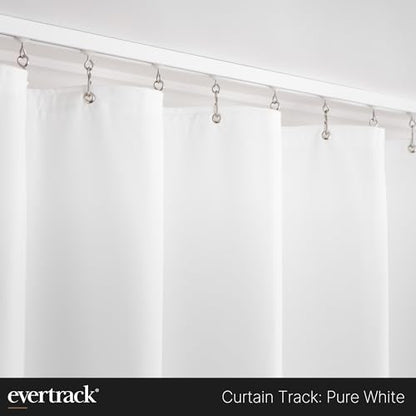 Curtain Track - Ceiling Mounted Curtain Rail for Curtains, Drapes, and Room Dividers - USA Made - Medium (16 Feet), Pure White - color: Pure White, size: Medium (16 Feet)