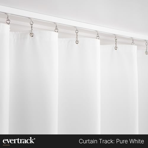 Curtain Track - Ceiling Mounted Curtain Rail for Curtains, Drapes, and Room Dividers - USA Made - Large (20 Feet), Pure White - color: Pure White, size: Large (20 Feet)