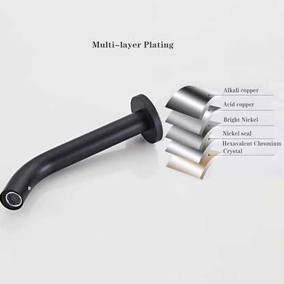 Lead-Free NSF&CEC Certified Wall-Mounted Automatic Faucet for Bathroom Touchless Built-in Sensor grifo automático del for Bathroom Hotel Robinet Matte Black - color: Matte Black