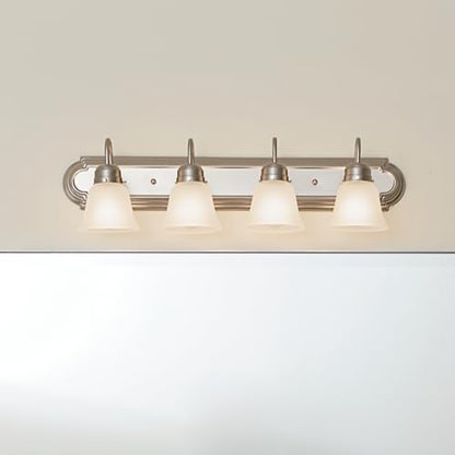 Kichler 30" 4-Light Vanity Bath Light in Brushed Nickel, Modern Bathroom Light with Clear Satin Etched Glass, (30" W x 8" H), 5338NIS - color: Brushed Nickel, size: 30"
