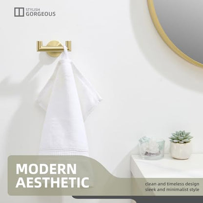 Angle Simple Bathroom Towel Hook, SUS304 Stainless Steel Robe Hook, Hand Towel Holder Wall Mount, Brushed Gold - color: Brushed Gold, size: 1 Pack