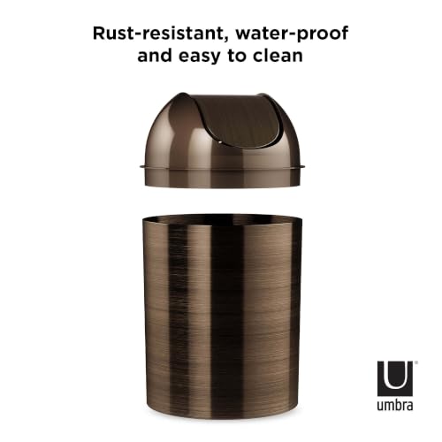 2.5 Gallon Bronze Swing Top Trash Can, Water Rust Dent Resistant