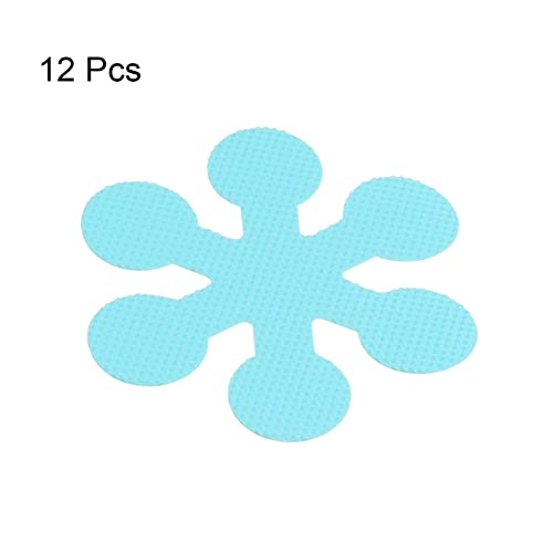 Generic 12pcs Non Slip Bathtub Stickers Bath Shower Floor 3.15" Anti-Slip Sticker Tape Snowflake Style Decals for Bathroom Kitchen Bathtub Treads Stairs, Blue