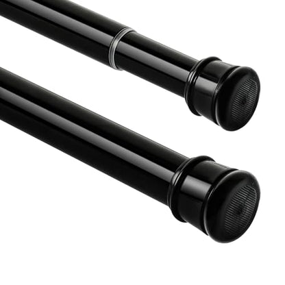2 Pack No Sectional Assembly Tension Curtain Rods 28-48 Inch | 1" Diameter Spring Long Adjustable Shower Curtain Rods for Bathroom Windows Closet No Drilling No Rust, Black - color: Black, 2Pack, size: 28-48Inch, No Assembly