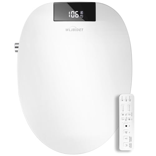 WLJBIDET Toilet Seat Bidet with Warm Water and Drying, O80KL - Elongated | Remote Control, Multiple Cleaning Modes, Adjustable Temperature, Soft Close Lid, LED Display, Nightlight