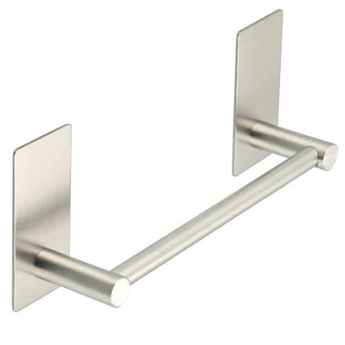 Alise 8 Inch Adhesive Towel Bar for Bathroom Wall Mounted,Brushed Nickel | SUS304 Stainless Steel Towel Rod,Bathroom Towel Holder No Drill, Strong Self Adhesive Towel Racks for Bathroom Kitchen - color: Brushed Nickel, size: 8 Inch