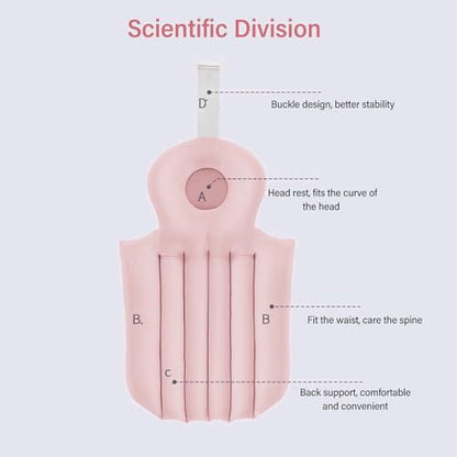 Adult Bath Pillow Suction Cup Design Neck Back Support Nonslip Bath Mat for Home Bathroom (Pink) - color: Pink