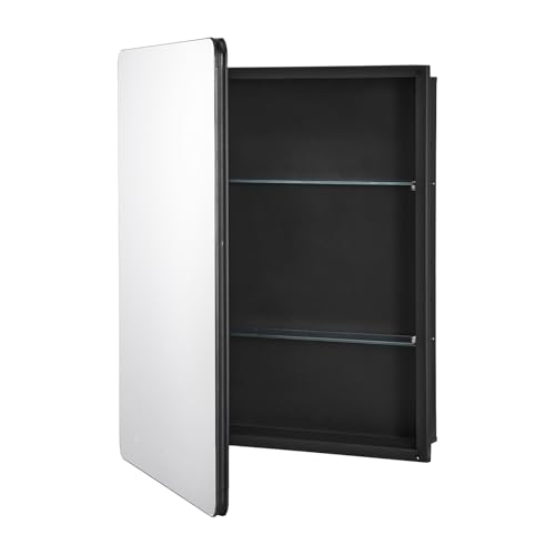 VEVOR Medicine Cabinet, 24 x 30 inch, Medicine Cabinet for Bathroom with Mirror, Aluminum Frame Bathroom Wall Cabinet, 2-Layer Adjustable Shelves, Recessed & Wall-Mounted Installation - size: 24x30in