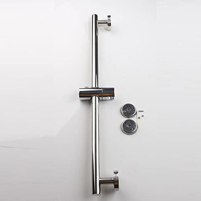 Chrome Shower Slide Bar, Bathroom Shower Slide Bar with Adjustable Handheld Shower Holder, Stainless Steel Slide Slide Bar Wall Mount - color: Chrome