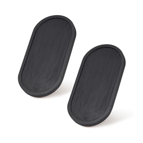 SheeChung Bathroom Counter Tray, Small Bamboo Vanity Tray - 6.9" x 3.5" | 2 PCS Black, Decorative Countertop Organizer for Soap Dispenser, Perfume, Jewelry, Catchall, Makeup, Candle, Coffee Table - color: Black, size: 6.9" x 3.5" - 2 Pack