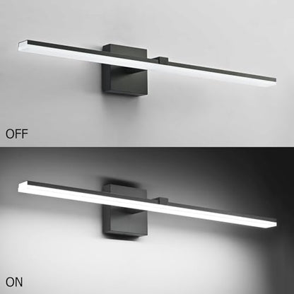 Black Bathroom Vanity Lights- 24inch Modern LED Bathroom Light Fixtures Dimmable Vanity Light Acrylic Bath Room Lighting Fixture Over Mirror - color: Black- Dimmable, size: 24-inch