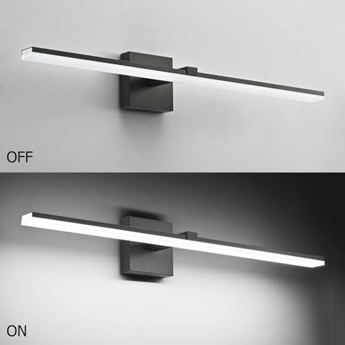 Black Bathroom Light Fixtures Modern Vanity Lights for Bathroom 24in LED Bath Lights Bar 5CCT Dimmable - color: Black- 5CCT& Dimmable, size: 24-inch