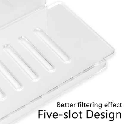 Self Adhesive Soap Dish Wall Mounted, 5 Slot Acrylic Soap Saver, Sponge Soap Holder for Shower Wall, Bathroom, Kitchen (Clear) - color: Clear Large 1pack