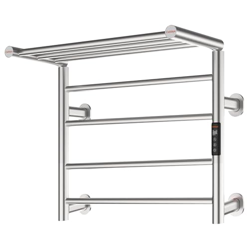 Heated Towel Rack Foldable Smart Dual-Zone APP No-Drill Brushed CA3 - color: Brushed, size: Pro-7Bar H27.56 x W21.65