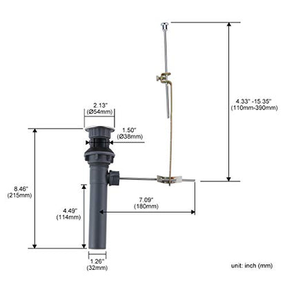 WOWOW Pop Up Drain Assembly with Lift Rod and Overflow Drain Stopper Assembly for Bathroom Faucet,Chrome - color: Chrome, style: Style B: lift rod drain