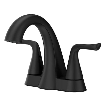 Pfister Willa Matte Black 3-Hole Centerset Bathroom Faucet LF048MALSDB | 2-handle design, Push & Seal drain included, TiteSeal no-putty mount, Spot Defense finish, NSF lead-free - color: Spot Defense Matte Black, size: 1 Pack