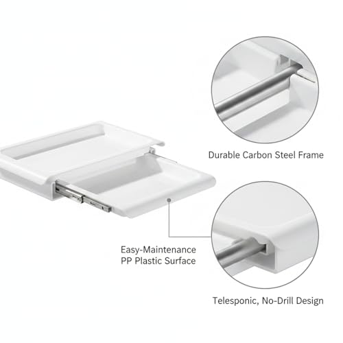 Adjustable Telescopic Cabinet Shelf, Tool-Free Under Sink Organizer Rack, Carbon Steel and PP Plastic Storage Solution for Kitchen and Bathroom - size: 9.84 x 5.91 x 0.98 in