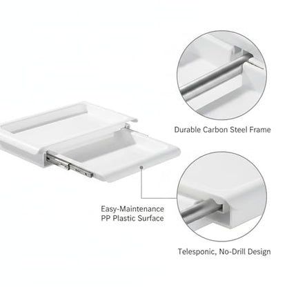 Adjustable Telescopic Cabinet Shelf, Tool-Free Under Sink Organizer Rack, Carbon Steel and PP Plastic Storage Solution for Kitchen and Bathroom - size: 9.84 x 5.91 x 0.98 in