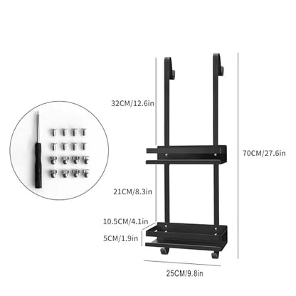 Black Shower Caddy Hanging Shower Caddy Stainless Steel Organizer Bathroom Shower Shelf Over Door No Drilling,Black,2 Tier - size: 2 tier