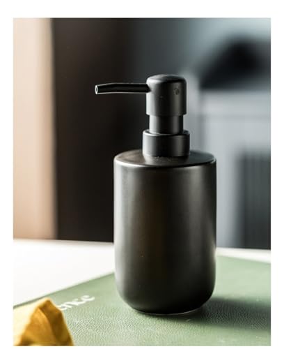 Lotion Dispenser Matte Soap Dispenser Ceramic Lotion for Bathroom Countertop Dish Soap Pump - color: Matte Black, size: Circular