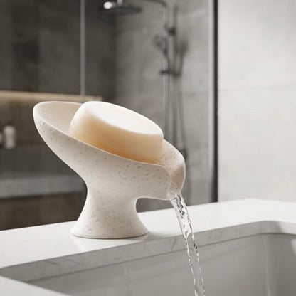 Bar Soap Holder, Soap Dish for Shower, Self Draining Soap Dish,Travertine Style Soap Holder, Used for Sinks, Bathrooms, Showers,Kitchens (White Limestone) - color: White Limestone