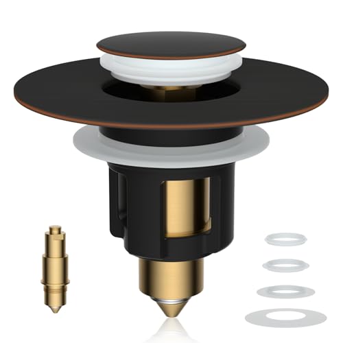 iFealClear Metal Universal Bathroom Sink Stopper, Upgraded Stainless Steel Sink Drain Strainer for 1.1''~2.36" Basin Pop Up Drain Strainer, Anti-Clogging Filter Basket, Oil Rubbed Bronze - color: Oil Rubbed Bronze