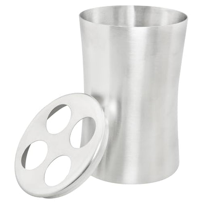 Stainless Steel Toothbrush Holder with Waistline and Four-Hole Cup Lid for Bathroom Vanity Countertop Rinse Toothbrushing Drinking Cup Storing Dental Accessories Organizing Makeup Brushes