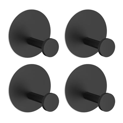 Towel Hooks for Bathroom (4 Pack) Adhesive Towel Hook Shower Hooks for Inside Shower - Sticky Bathroom Wall Hooks for Hanging Towels, Robe, Loofah, Bath Sponge (Style 2 - Black) - color: Style 2 - Black