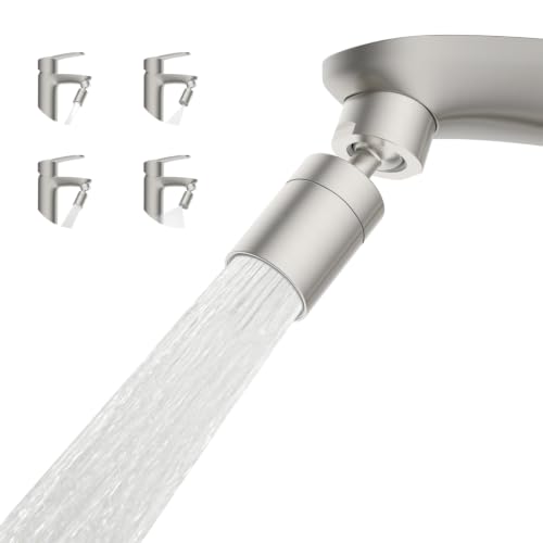 Hibbent 4-Mode Faucet Aerator, Faucet Sprayer Attachment, Brushed Nickel | NSF/ANSI/CAN 372 Certified, 360° Swivel Kitchen & Bathroom Sink Aerator, Faucet Replacement Part, 55/64 Inch Female Thread - color: Brushed Nickel, style: Four Modes