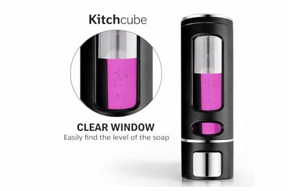 Wall Mounted Liquid Soap Dispenser for Bathroom & Kitchen, Refillable Hand Wash Shampoo Sanitizer Dispenser with Easy Press Pump, Leakproof Soap Holder with Transparent Window