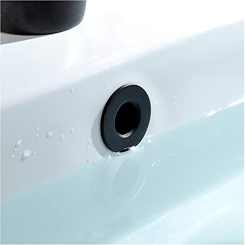 2Pcs Sink Overflow Ring Matte Black Bathroom Basin Trim Cover Caps | Brass, Round Drain Cover, Hole Insert Ring, Kitchen Bath Sink Parts - color: Matte Black