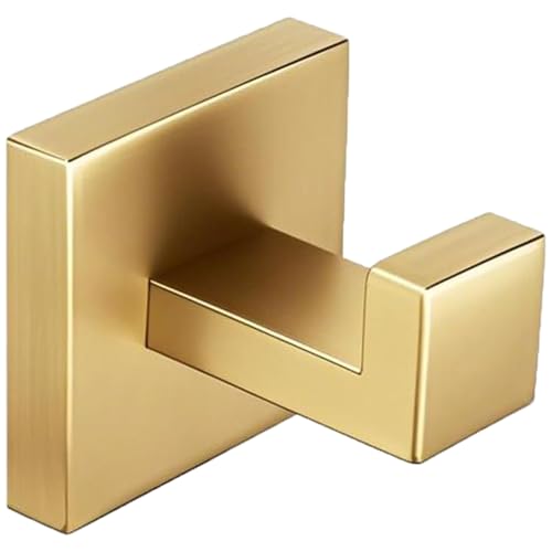 Nolimas Towel Hook Stainless Steel Bathroom Rustproof Clothes Towel Coat Hook Wall Mounted Square Toilet Kitchen, Heavy Duty Door Hanger, 1 Pack, Brushed Gold - color: Brushed Gold, size: 1 Pack
