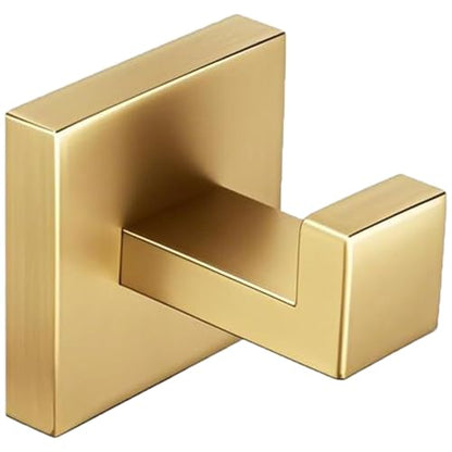 Nolimas Towel Hook Stainless Steel Bathroom Rustproof Clothes Towel Coat Hook Wall Mounted Square Toilet Kitchen, Heavy Duty Door Hanger, 1 Pack, Brushed Gold - color: Brushed Gold, size: 1 Pack