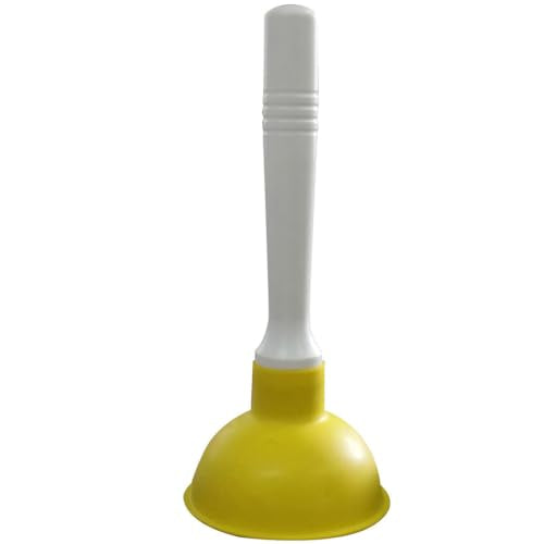 NewFerU Drain Plunger, Small 4-Inch Sink Clog Remover, Mini Hand Unclogger | Rubber Cup Plumber Helper, Force Tiny Compact Tool with 9 inch Short Handle for Kitchen Bathroom, Toilet, Shower, Bath Tub - color: Yellow