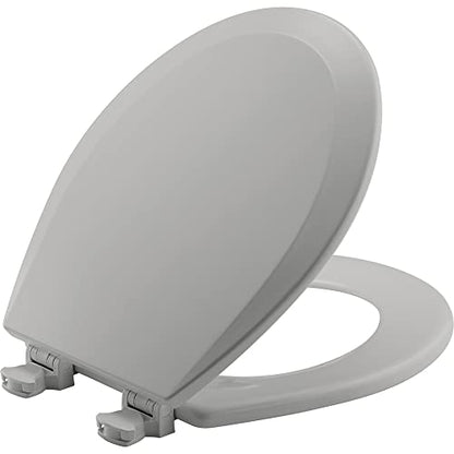 Bemis 500EC Durable Wood Toilet Seat with Easy Clean Hinges, Made in USA, Round, Silver - style: 1-Pack Round