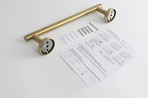 TocTen Bath Towel Bar - Thicken SUS304 Stainless Steel Bathroom Towel Holder, Towel Rod for Bathroom Heavy Duty Wall Mounted Towel Rack Hanger (12IN, Gold) - color: Gold, size: 12IN