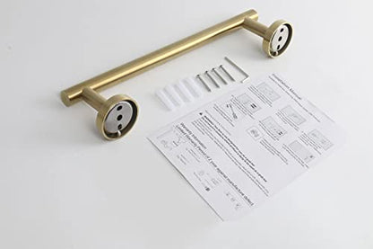 TocTen Bath Towel Bar - Thicken SUS304 Stainless Steel Bathroom Towel Holder, Towel Rod for Bathroom Heavy Duty Wall Mounted Towel Rack Hanger (12IN, Gold) - color: Gold, size: 12IN