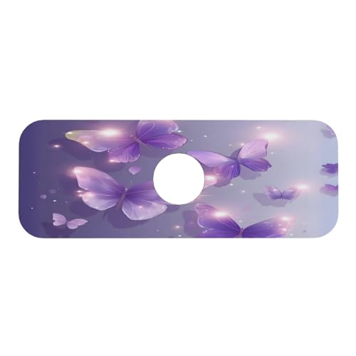 Purple Butterfly Kitchen sink faucet pad, strong water absorption, anti slip, easy to clean, very suitable for splash and drip prevention, suitable for kitchens and bathrooms - color: Purple Butterfly