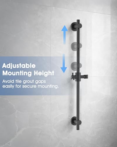 All Metal Shower Slide Bar with Adjustable Handheld Shower Head Holder, 25 Inch SUS304 Stainless Steel Shower Rail, Replacement for RV, Camper, Hotel & Bathroom, Polished Matte Black - color: MB