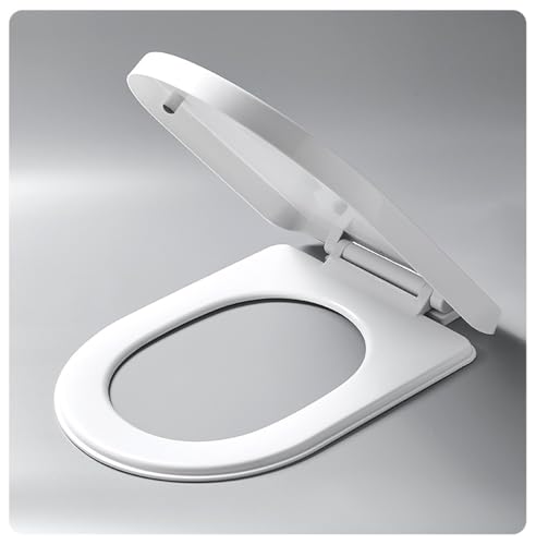 Round Plastic Toilet Seat with Quick-Release and Soft Close, Easy Install and Clean, Compatible with All Brands (White) - size: O