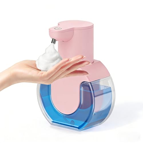 Automatic Soap Dispenser Touchless,Rechargeable Foaming Soap Dispenser,15oz/420ml Smart Hand Soap Dispensers,4-Level Adjustable,Wall Mount for Bathroom Kitchen Dish Soap,Hands-Free (Pink) - color: Pink, style: Foam