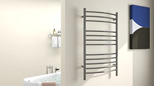 12-Bar Towel Warmer, Heated Towel Rack, Plug-in/Hardwired Gun Grey | 304 Stainless Steel Large 12-Bar Towel Warmer With Plug-In Or Hardwired Installation And Gun Grey Finish - color: Gun Grey