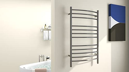 12-Bar Towel Warmer, Heated Towel Rack, Plug-in/Hardwired Gun Grey | 304 Stainless Steel Large 12-Bar Towel Warmer With Plug-In Or Hardwired Installation And Gun Grey Finish - color: Gun Grey
