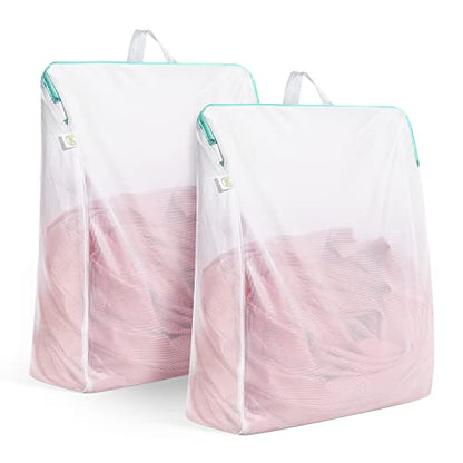 OTraki 20x24 Inch Laundry Bags Mesh Wash Bags 2 Pack Delicates Bag Lingerie Socks Sweater Washing Machine Mesh Laundry Bags for Travel Camping Don't Drying, Melting 140-176℉, White | Lingerie Socks Sweater Washing Machine Mesh Laundry Bags for Travel Camp