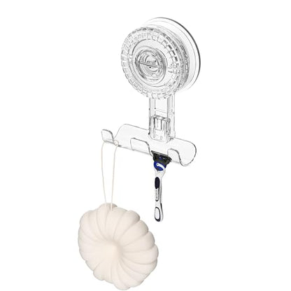 HOME&I Twist-to-Lock Razor Holder for Shower, 2 Pack Clear Suction Cup Bathroom Hooks with Triple Hook Design, No-Drill Wall Mount Organizer for Razor, Loofah, Washcloth & Shower Accessories - style: Twist Lock+Triple Hook