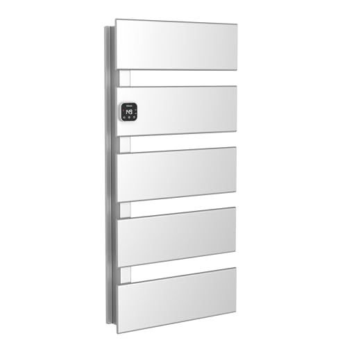 L Series Electric Towel Warmer for Bathroom, 5 Panel, Silver | Thermo Control and Timer, Fast Heat in 3 Mins, Dry Towels in 4 hrs, Memory Function, Work with Smart Plug, Left-Wiring - color: Silver, size: 5 Panel