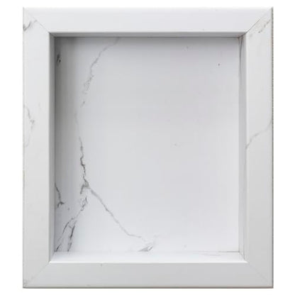 Palisade 17.5 in x 15.5 in Vinyl Shower Niche Carrara Marble/Urban Glacier | Waterproof Shower Insert - color: Carrara Marble/Urban Glacier