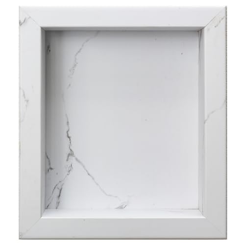 Palisade 17.5 in x 15.5 in Vinyl Shower Niche Carrara Marble/Urban Glacier | Waterproof Shower Insert - color: Carrara Marble/Urban Glacier