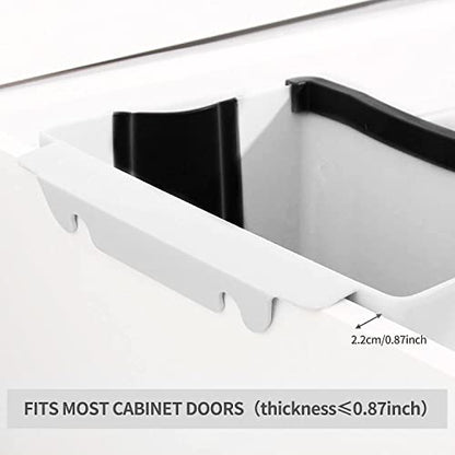 Hanging Trash Can for Kitchen Cabinet, Wall-Mounted Trash Can Foldable Waste Bins for Door Bedroom Dorm Room Car - Large Capacity 9L (White)